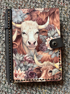 Highland Cow Wood and Leather Planner