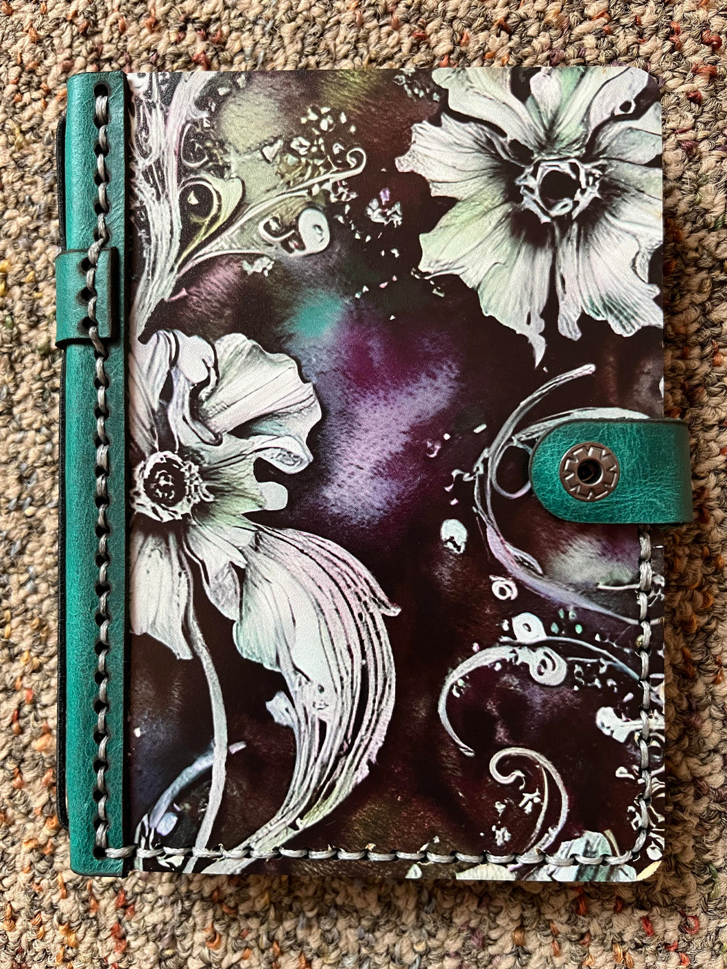 Goth Flower Wood and Leather Planner