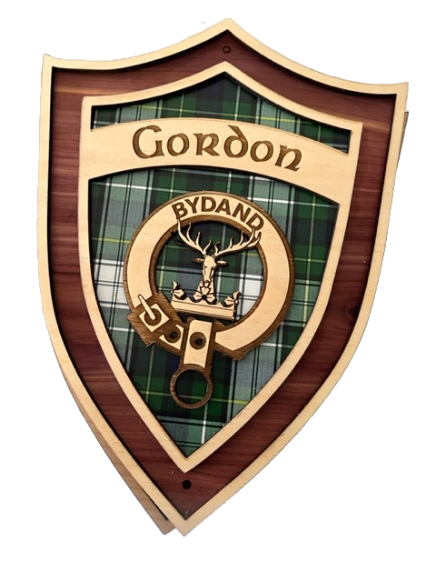 Tartan Family Crest Wood Shield - Gordon