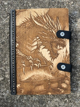 Load image into Gallery viewer, Wood and Leather Journal - Dragon&#39;s Hoard
