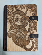 Load image into Gallery viewer, Wood and Leather Journal - Monkey Around
