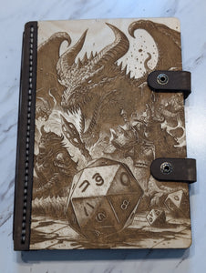 Wood and Leather Journal - D20 Dragon