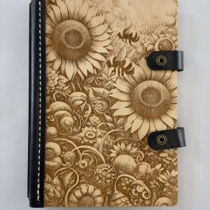 Buzzin Bramble wood engraved notebook cover