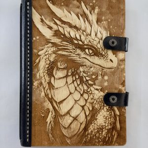 Celestial Scales engraved wooden notebook cover