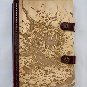 Chronicles of the Beholder engraved wooden notebook cover