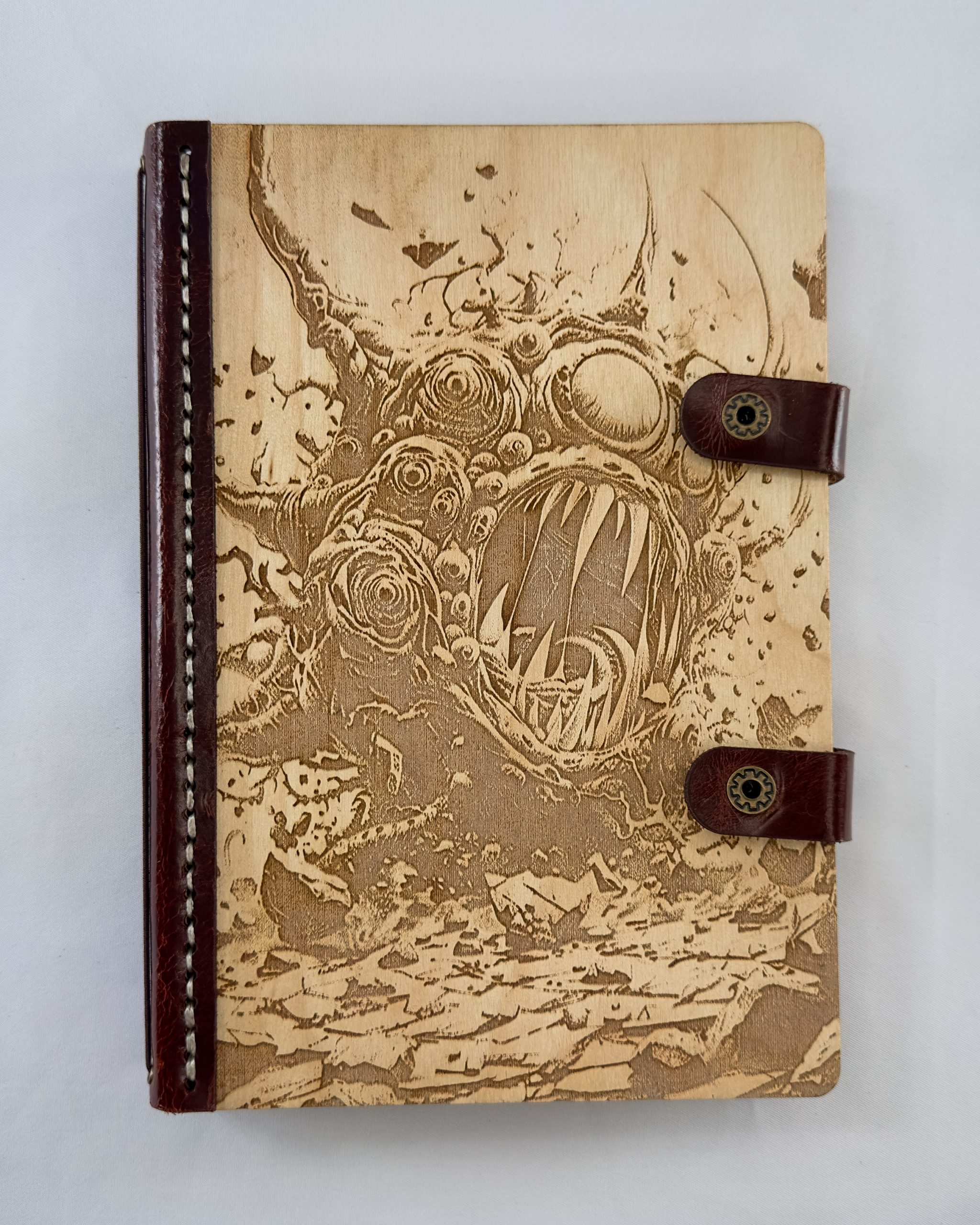Chronicles of the Beholder Chronicles of the Beholder engraved wooden notebook cover