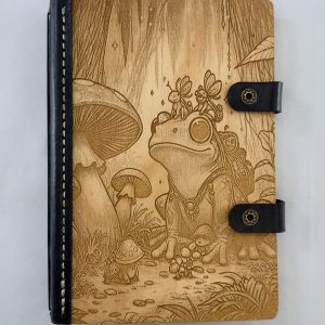 Croakwood Tales engraved wooden notebook cover