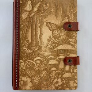 Enchanted Flutterwood engraved wooden notebook cover