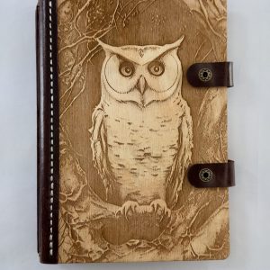 Eyes of the Elder Branch engraved wooden notebook cover