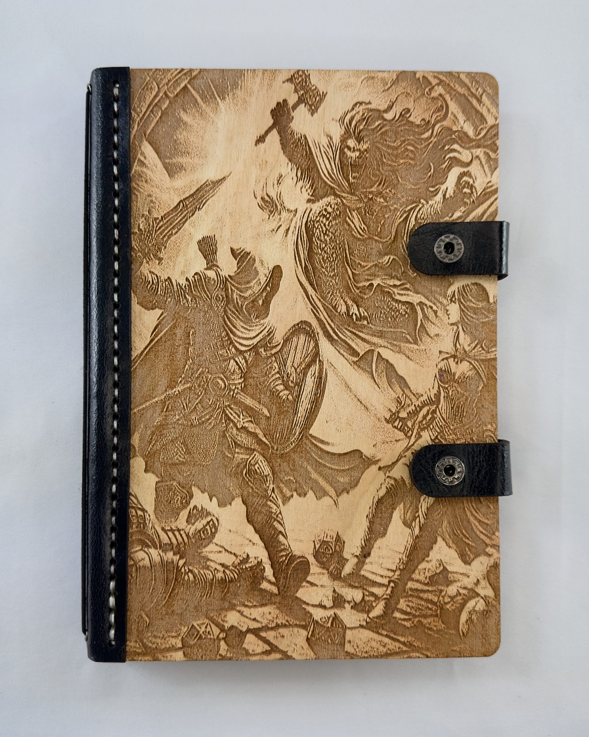 Forge of Legends Forge of Legends engraved wooden notebook cover