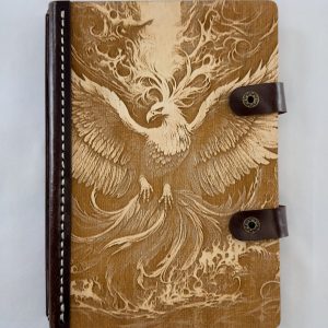 From the Ashes engraved wooden notebook cover