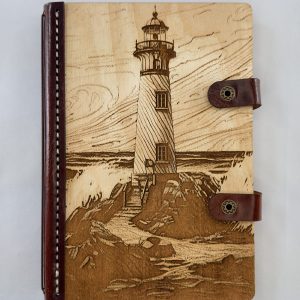 Standing Watch engraved wood notebook cover