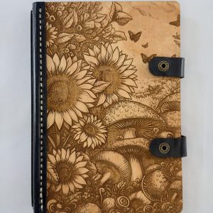 Meadowspell engraved wood notebook cover