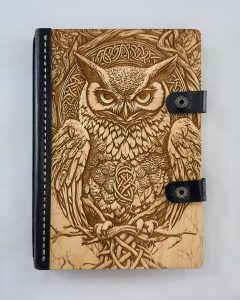 Nocturna Arcanum engraved wooden notebook cover