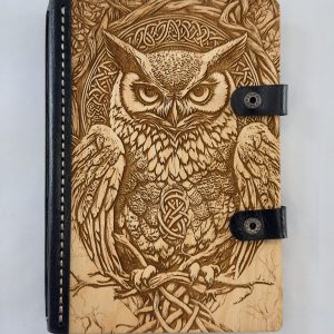 Nocturna Arcanum engraved wooden notebook cover