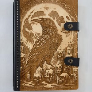 Omenfeather engraved wooden notebook cover