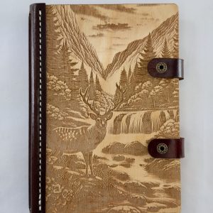 Stillwater Stag engraved wooden notebook cover