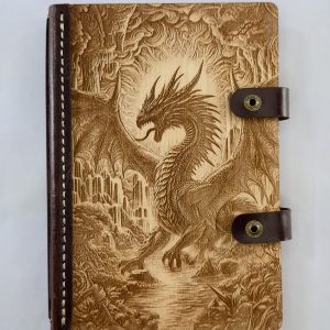 The Dragon of the Dawn engraved wooden notebook cover