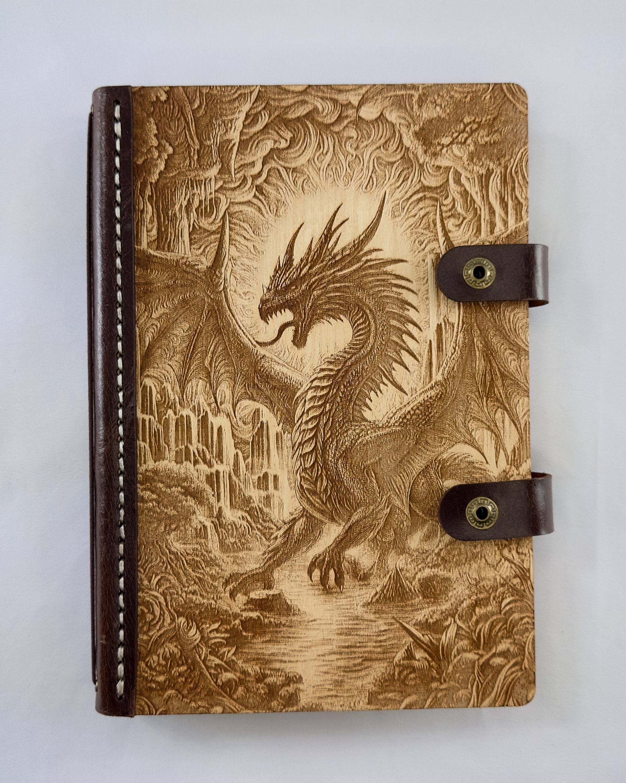 The Dragon of the Dawn The Dragon of the Dawn engraved wooden notebook cover