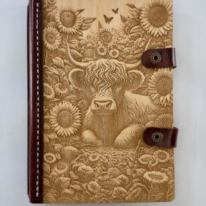 The Gentle Graze engraved wooden notebook cover