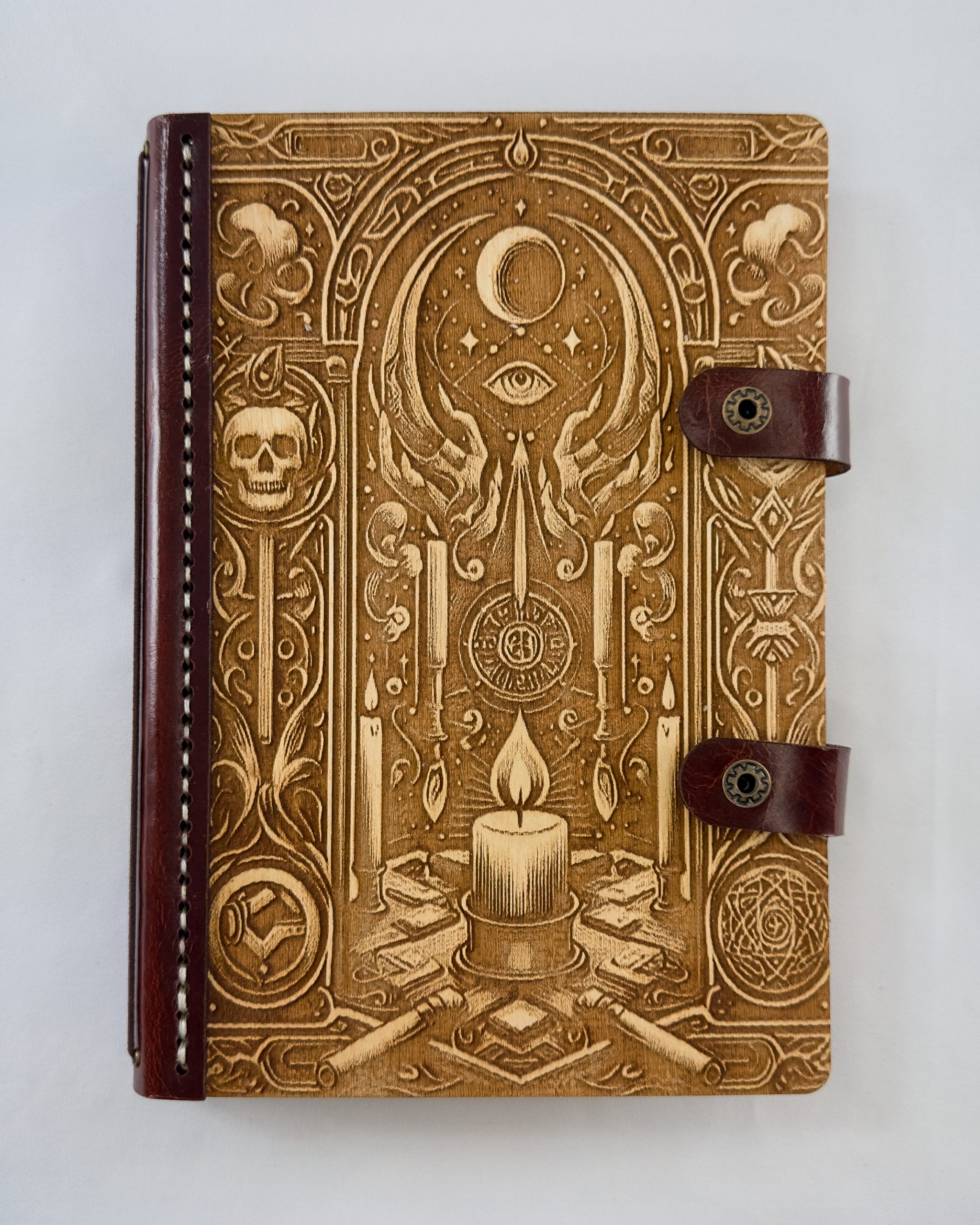 The Grimoire of Light The Grimoire of Light engraved wood notebook cover