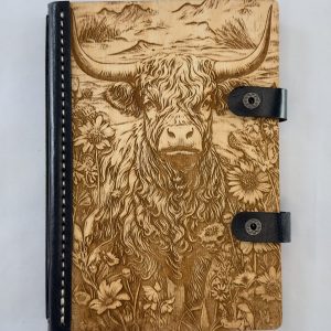 The Highlander's Tome engraved wooden notebook cover