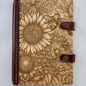 The Honeycomb Journal engraved wooden notebook cover