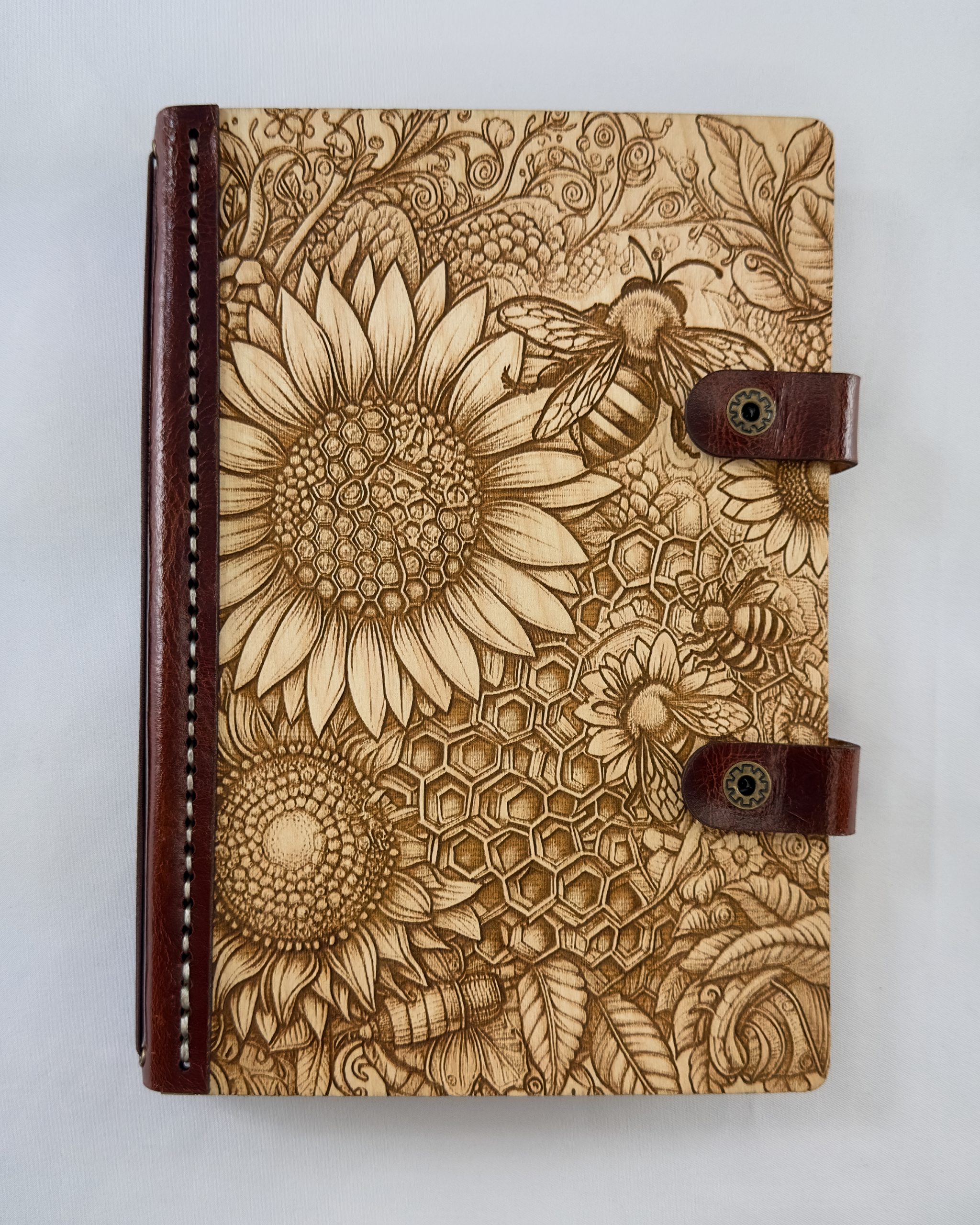 The Honeycomb Journal The Honeycomb Journal engraved wooden notebook cover