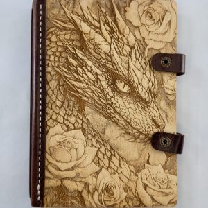 The Rosewyrm engraved wooden notebook cover