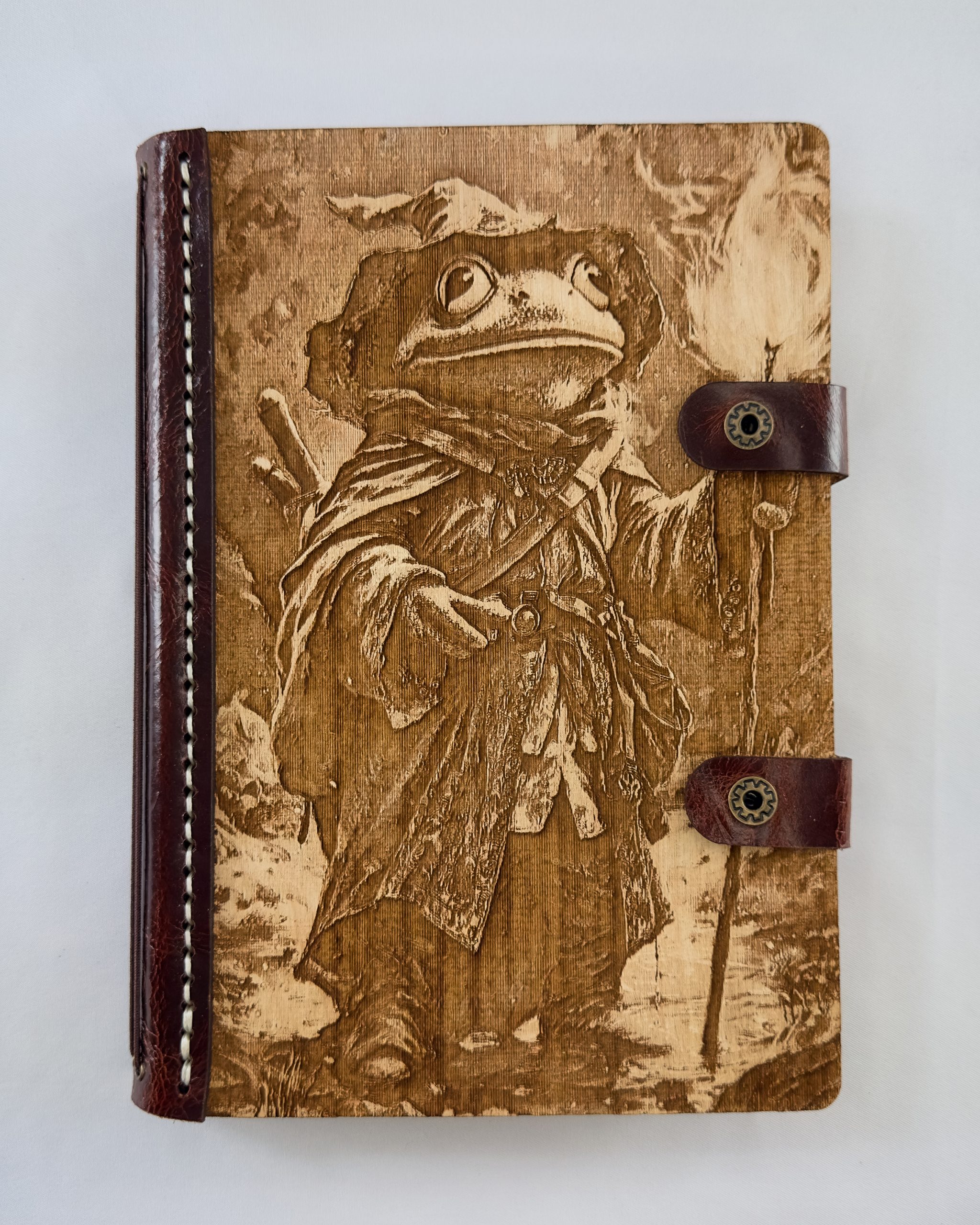 Toadrick the Traveler Toadrick the Traveler engraved wood notebook cover