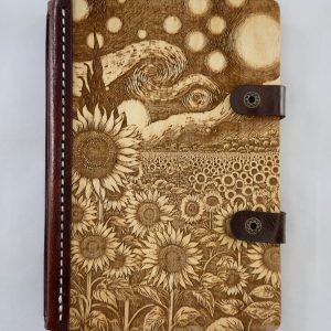 Whispers of Van Gogh engraved wood notebook cover