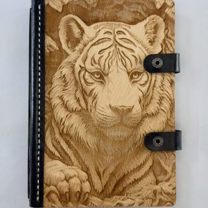 Whispers of the Wild engraved wooden notebook cover