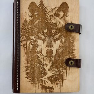 Wilderness Within engraved wooden notebook cover